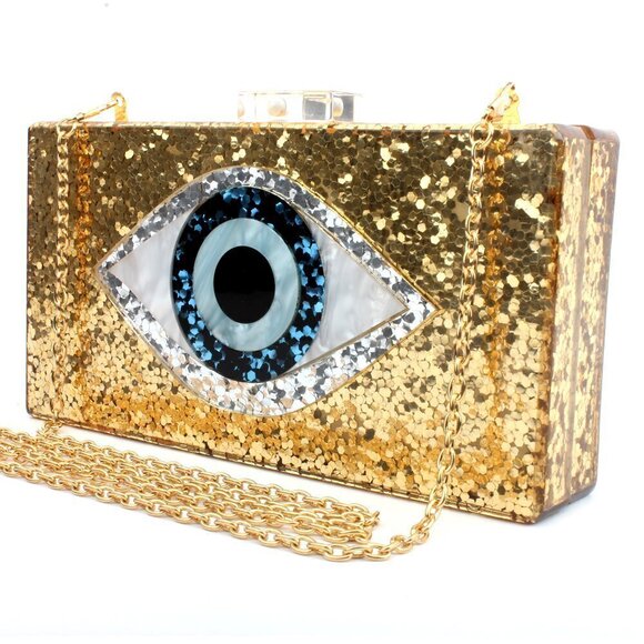 LETODE Clutch Purses for Women-Evil Eye Acrylic Clutch Glitter Purse Evening Bag - Picture 4 of 6
